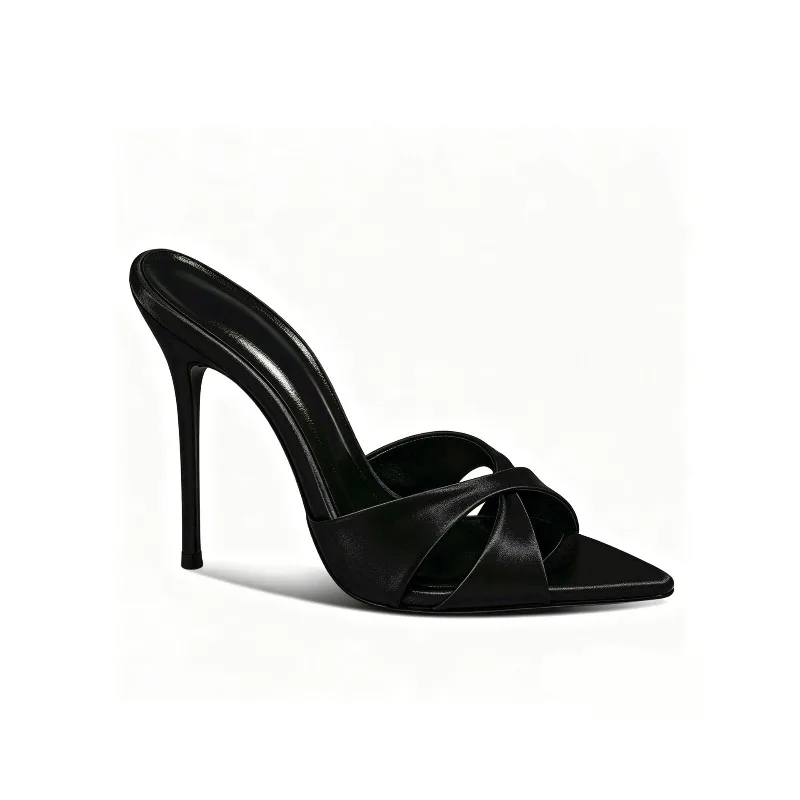 2026 summer new pointed black high heels, women's ultra-fine heels sandals, niche temperament, wearing half slippers for women
2026 summer new pointed black high heels, women's ultra-fine heels sandals, niche temperament, wearing half slippers for women