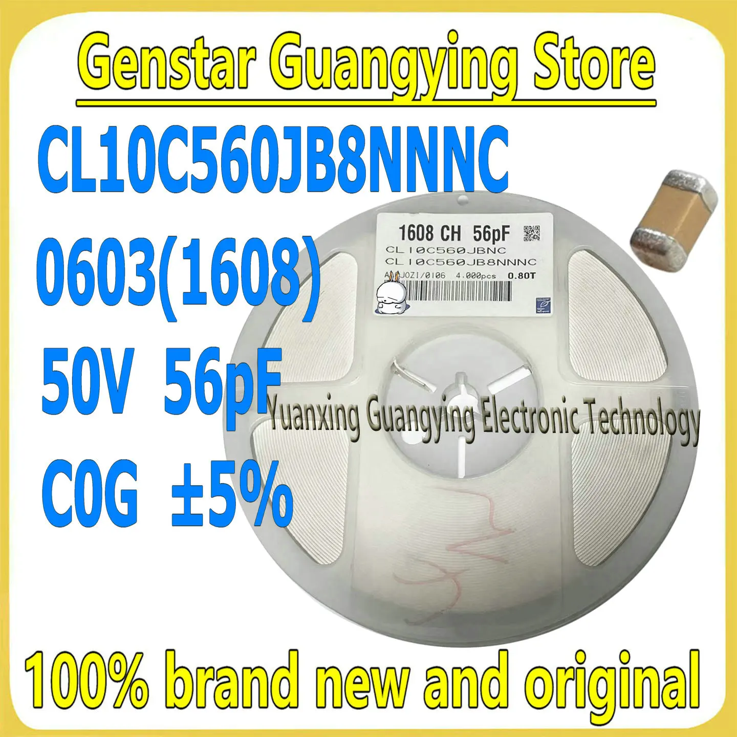 (100 шт.) Керамический конденсатор 0603 MLCC, 1608, 50В, 56пФ, C0G, ±5%, CL10C560JB8NNNC, конденсатор для поверхностного монтажа, 100% новый
(100 шт.) Керамический конденсатор 0603 MLCC, 1608, 50В, 56пФ, C0G, ±5%, CL10C560JB8NNNC, конденсатор для поверхностного монтажа, 100% новый