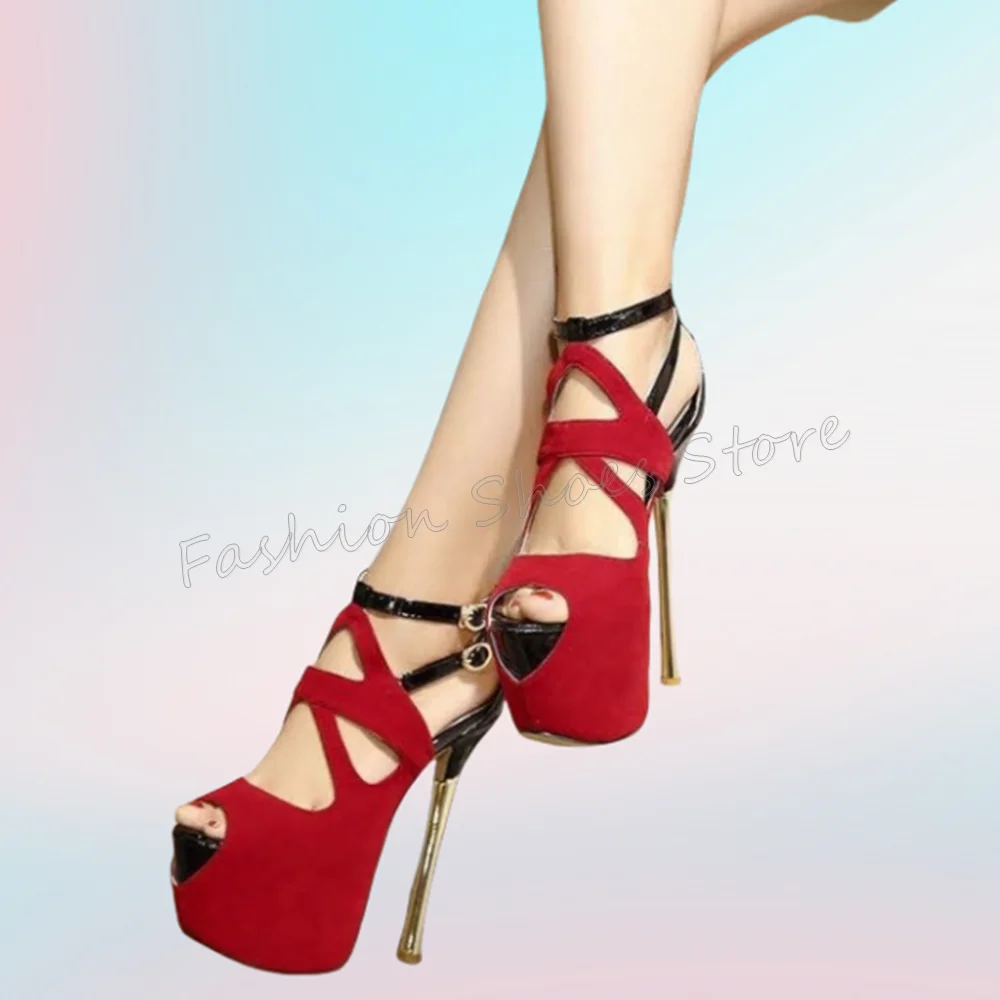 Red Platform Hollow Out Sandals Ankle Buckle Thin High Heels High Heel Shoes for Women Sexy Heels 2025 New Zapatos Para Mujere
Red Platform Hollow Out Sandals Ankle Buckle Thin High Heels High Heel Shoes for Women Sexy Heels 2025 New Zapatos Para Mujere