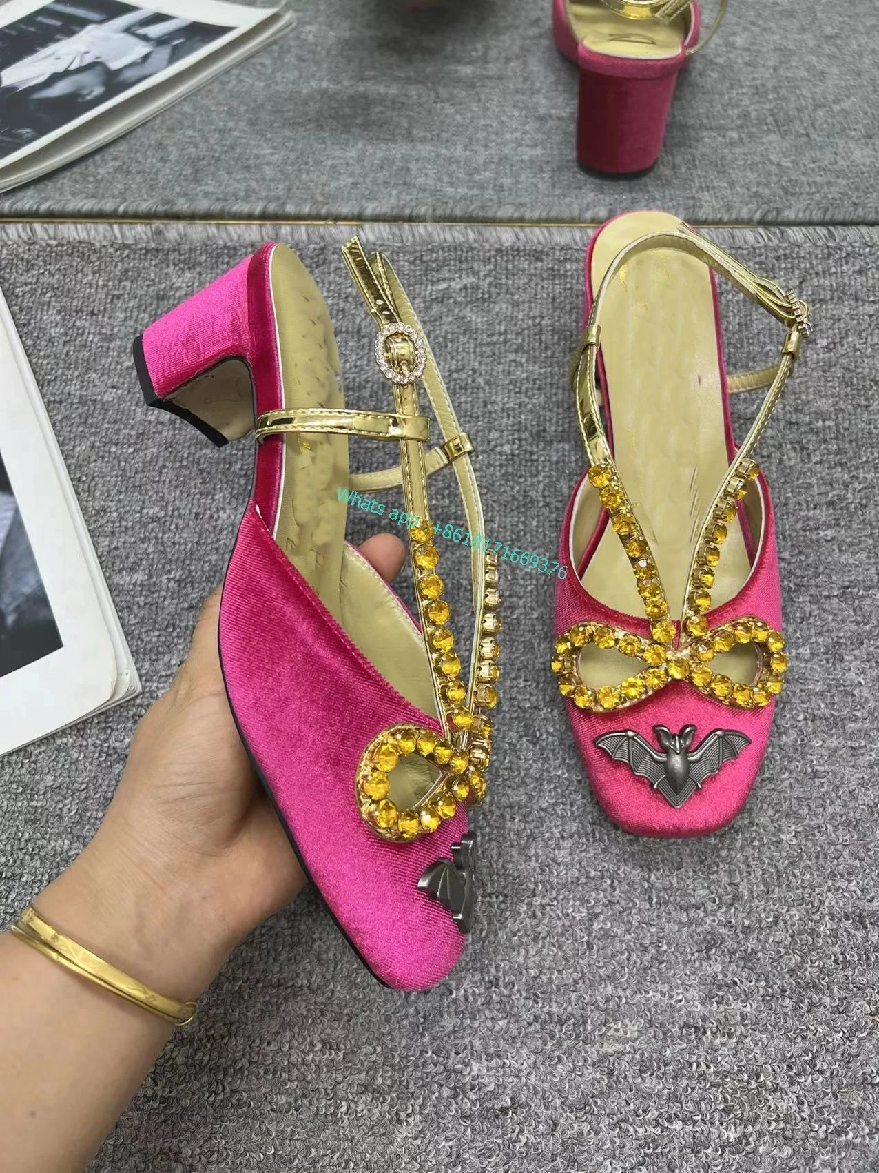 Round Toe Slingback Butterflr Rhinestone Sandals Woemen Low Block High Heel Buckle Shoes Ladies Luxury Dress Suede Mary Jane
Round Toe Slingback Butterflr Rhinestone Sandals Woemen Low Block High Heel Buckle Shoes Ladies Luxury Dress Suede Mary Jane