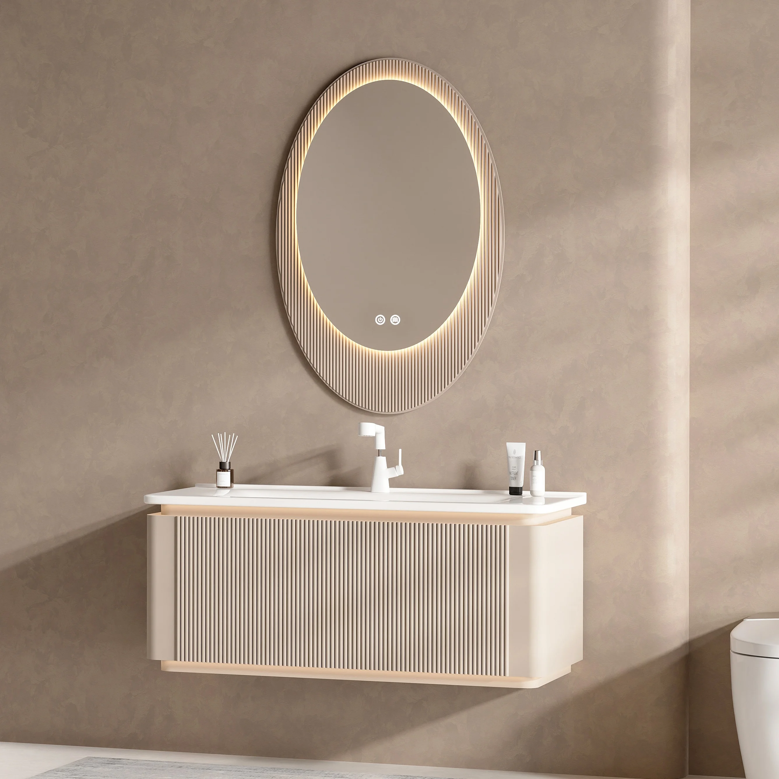klModern Simple Design PVC Wall-Mounted Bathroom Cabinet with Ceramic Wash Basin Wall Hung Vanity and Smart Mirror&
klModern Simple Design PVC Wall-Mounted Bathroom Cabinet with Ceramic Wash Basin Wall Hung Vanity and Smart Mirror&