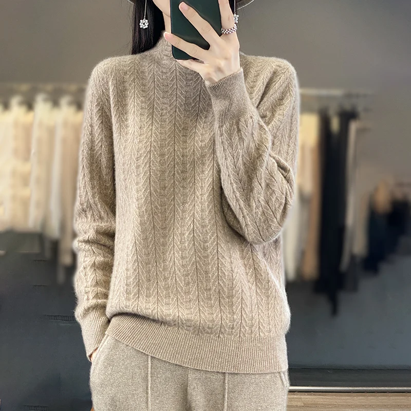 2023 Autumn and Winter New 100% Wool Cashmere Sweater Women's Casual Knitting Half High Collar Pullover Fashion Soft Women's Top
2023 Autumn and Winter New 100% Wool Cashmere Sweater Women's Casual Knitting Half High Collar Pullover Fashion Soft Women's Top