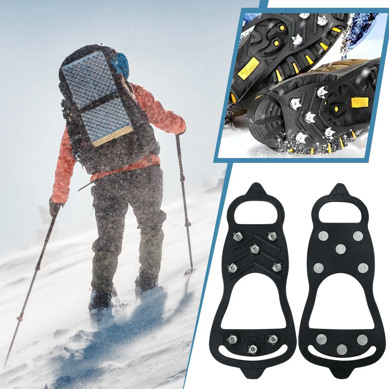 2Pcs 8-tooth Anti-Skid Ice Climbing Crampons Shoe Spikes Grip Snowshoes Covers for Hiking On Snow Ice Surface Ground Mountain
2Pcs 8-tooth Anti-Skid Ice Climbing Crampons Shoe Spikes Grip Snowshoes Covers for Hiking On Snow Ice Surface Ground Mountain