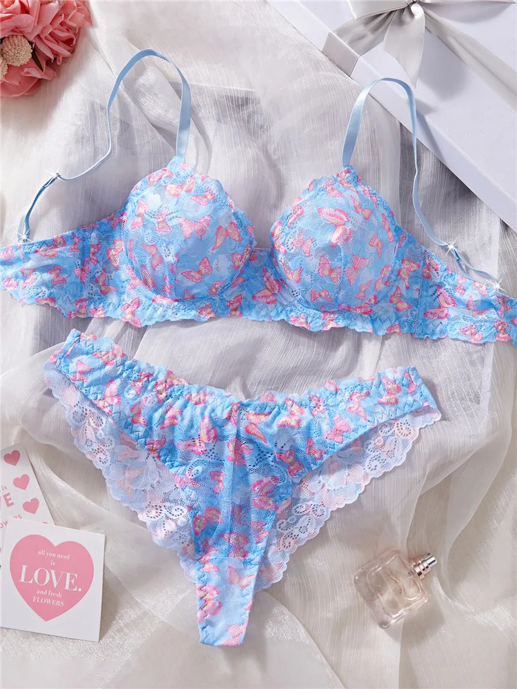 Sexy Lingerie Set Printed Butterfly Romantic Bra Brief Set Seamless Underwear Thong New Fashion Comfortable Blue Exotic Sets
Sexy Lingerie Set Printed Butterfly Romantic Bra Brief Set Seamless Underwear Thong New Fashion Comfortable Blue Exotic Sets