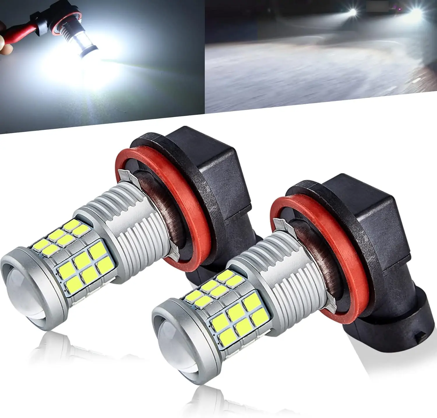 Super Bright 3000lm H8 H11 LED Fog Lights Bulbs DRL High Power 3030 Chips with Projector Lens Replacement for Cars Trucks, 6000K
Super Bright 3000lm H8 H11 LED Fog Lights Bulbs DRL High Power 3030 Chips with Projector Lens Replacement for Cars Trucks, 6000K
