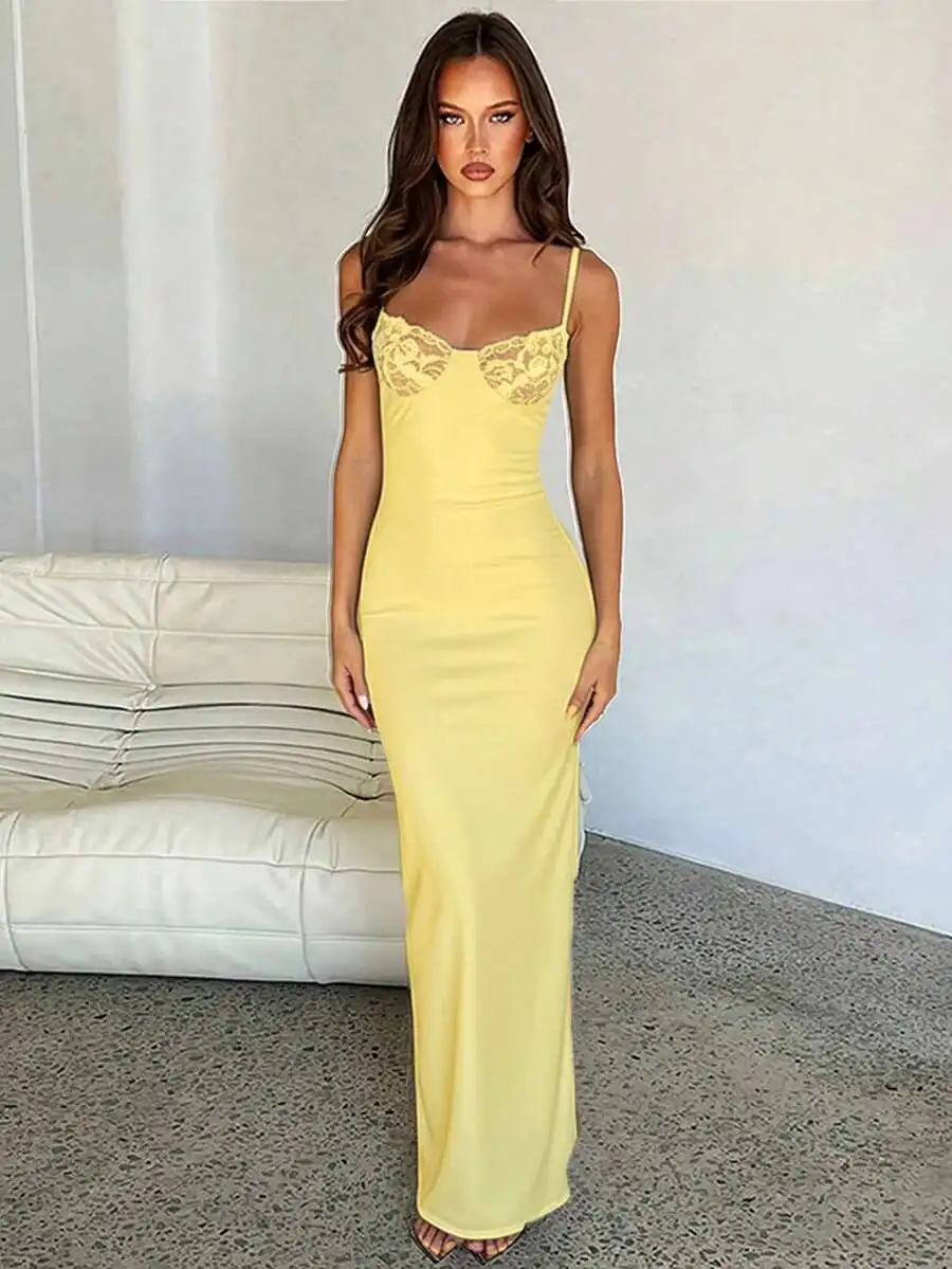 Women's Sheath Dress Business Casual Work Dress Elegant Yellow Lace-Trimmed Bodycon Maxi Dress For Women Summer Stylish
Women's Sheath Dress Business Casual Work Dress Elegant Yellow Lace-Trimmed Bodycon Maxi Dress For Women Summer Stylish