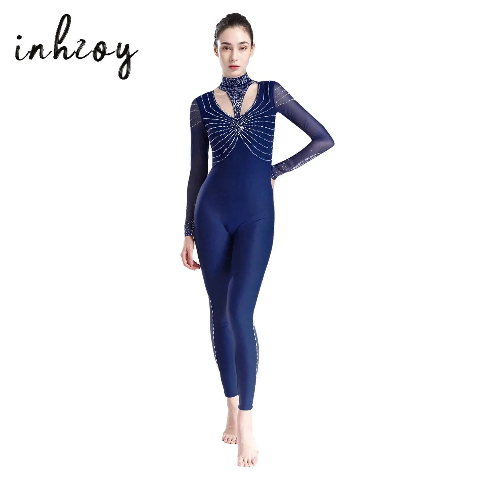 Women's Gymnastics One Piece Jumpsuit Shiny Rhinestones Mock Neck Long Sleeve Rompers Bodysuit Figure Skating Dance Jumpsuit
Women's Gymnastics One Piece Jumpsuit Shiny Rhinestones Mock Neck Long Sleeve Rompers Bodysuit Figure Skating Dance Jumpsuit