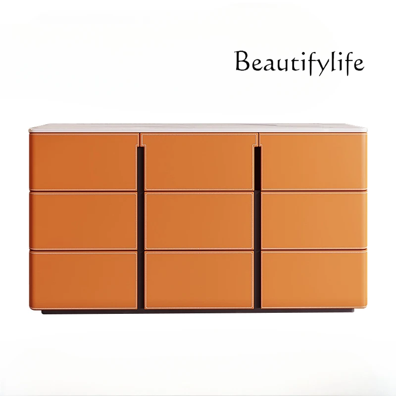 Italian minimalist saddle leather dining side cabinet solid wood entrance living room bucket cabinet against the wall storage
Italian minimalist saddle leather dining side cabinet solid wood entrance living room bucket cabinet against the wall storage