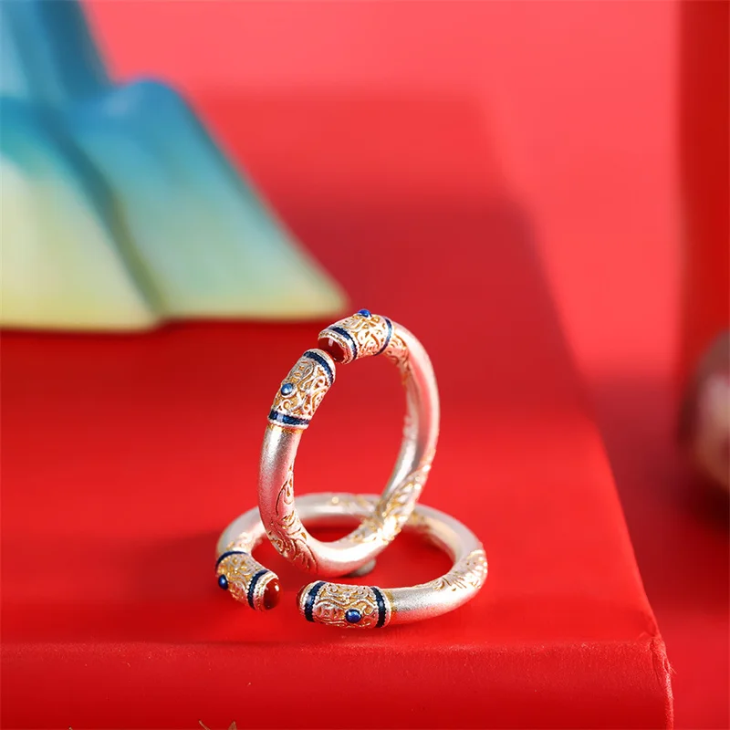 Original 999 sterling silver Tang grass pattern women's ring, gold carved open ring, ethnic style Valentine's birthday gift
Original 999 sterling silver Tang grass pattern women's ring, gold carved open ring, ethnic style Valentine's birthday gift