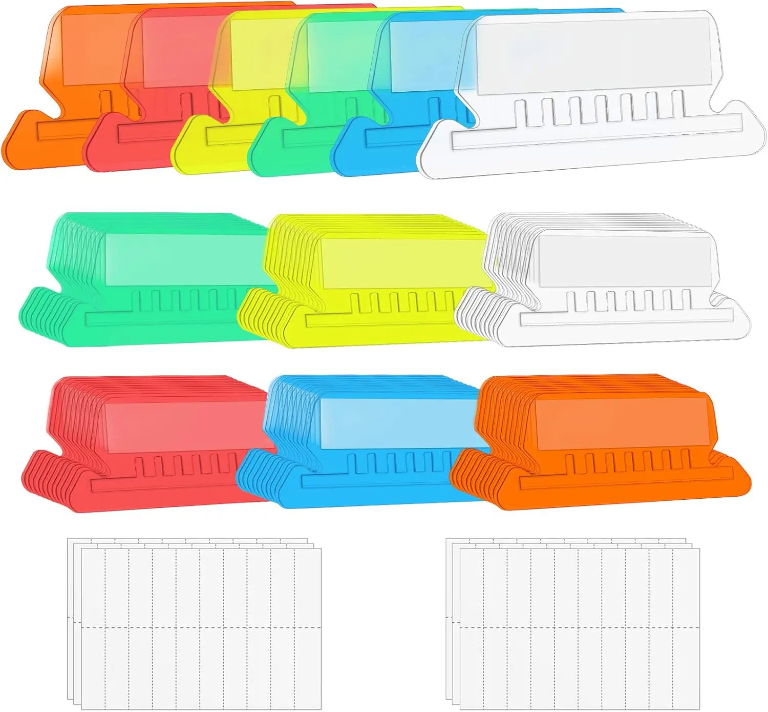 60+120 Multicolor Hanging Folder Tabs with Inserts, 2 Inch Clear Plastic for File Organization
60+120 Multicolor Hanging Folder Tabs with Inserts, 2 Inch Clear Plastic for File Organization