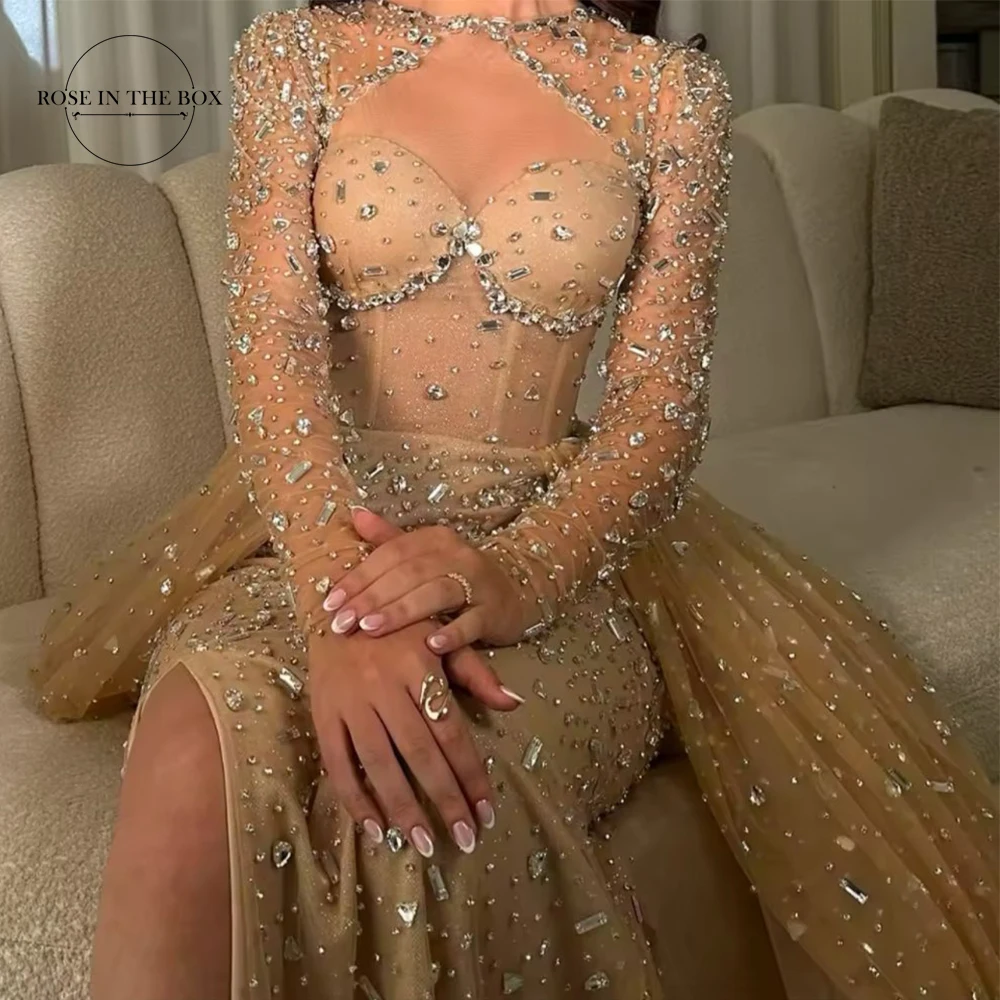 Luxurious Saudi Women's Evening Dresses For Special Occasions Nude Mermaid Crystal Beaded Luxury Wedding Party Gowns Customized
Luxurious Saudi Women's Evening Dresses For Special Occasions Nude Mermaid Crystal Beaded Luxury Wedding Party Gowns Customized