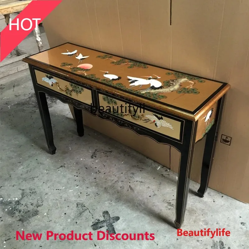 A9344 Two bucket porch table hand-painted furniture, solid wood two bucket table bright paint gold foil cabinet
A9344 Two bucket porch table hand-painted furniture, solid wood two bucket table bright paint gold foil cabinet