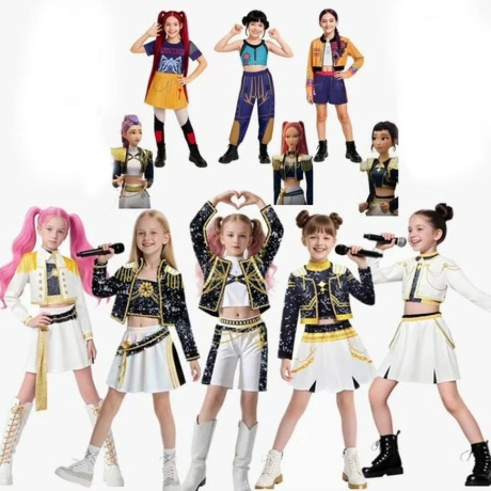 Костюм для косплея из фильма K-pop для девочек, групповой костюм для детей, часы, любимая одежда для выступлений на сцене, платье на Хэллоуин 2025
Костюм для косплея из фильма K-pop для девочек, групповой костюм для детей, часы, любимая одежда для выступлений на сцене, платье на Хэллоуин 2025