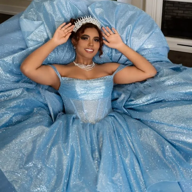 Customized Shiny blue Off Shoulder Quinceanera Dress sequin applique Lace layering ruffle Bow vestidos de 15 Quinceanera
Customized Shiny blue Off Shoulder Quinceanera Dress sequin applique Lace layering ruffle Bow vestidos de 15 Quinceanera