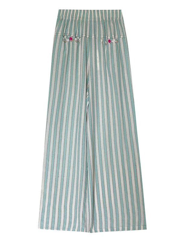 Wedbleser Loose High Waist Striped Button Casual Pants Women 2025 Summer Loose Waist Straight Cylinder Loose Slim Pants 
Wedbleser Loose High Waist Striped Button Casual Pants Women 2025 Summer Loose Waist Straight Cylinder Loose Slim Pants