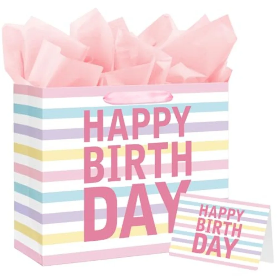 13" Large Happy Birthday Gift Bag with Handles and Tissue Paper, Cards for Girls Women Birthday Party Favors Wrap, Parties, Mot
13" Large Happy Birthday Gift Bag with Handles and Tissue Paper, Cards for Girls Women Birthday Party Favors Wrap, Parties, Mot