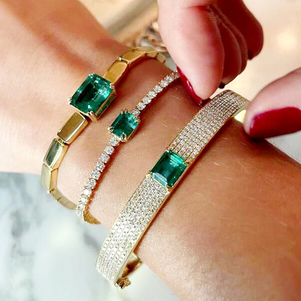 New Trendy Iced Out Square Bracelet Cubic Zirconia 3MM CZ Tennis Chain Green Stone Charm Bangle For Women Lady Hip Hop Jewelry
New Trendy Iced Out Square Bracelet Cubic Zirconia 3MM CZ Tennis Chain Green Stone Charm Bangle For Women Lady Hip Hop Jewelry