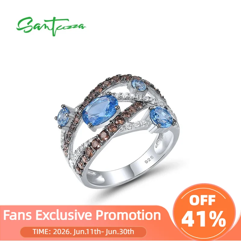 SANTUZZA Authentic 100% 925 Sterling Silver Rings For Women Sparkling Brown Blue Spinel White CZ Dazzling Trendy Fine Jewelry
SANTUZZA Authentic 100% 925 Sterling Silver Rings For Women Sparkling Brown Blue Spinel White CZ Dazzling Trendy Fine Jewelry