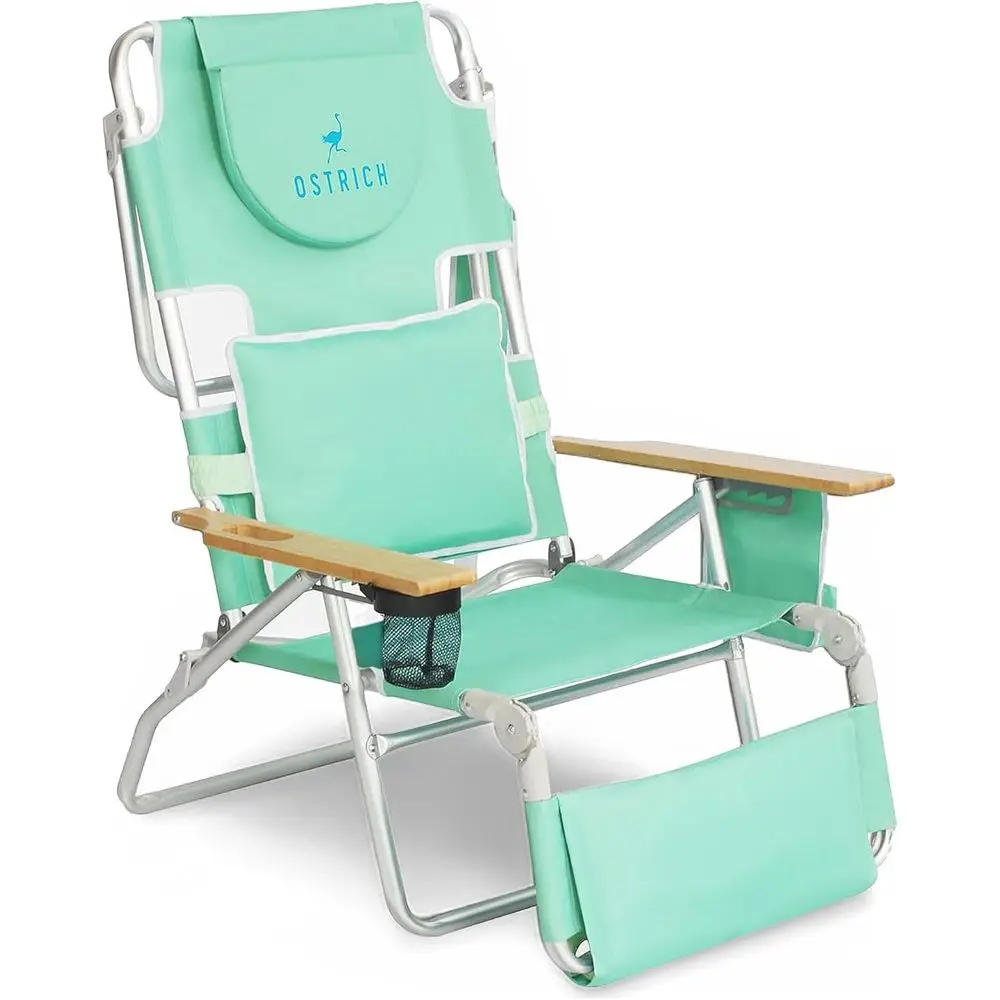 Tri-Functional Reclining Lounge Chair, Outdoor Relaxer, and Wide Beach Seat with Wood Armrests, Teal
Tri-Functional Reclining Lounge Chair, Outdoor Relaxer, and Wide Beach Seat with Wood Armrests, Teal