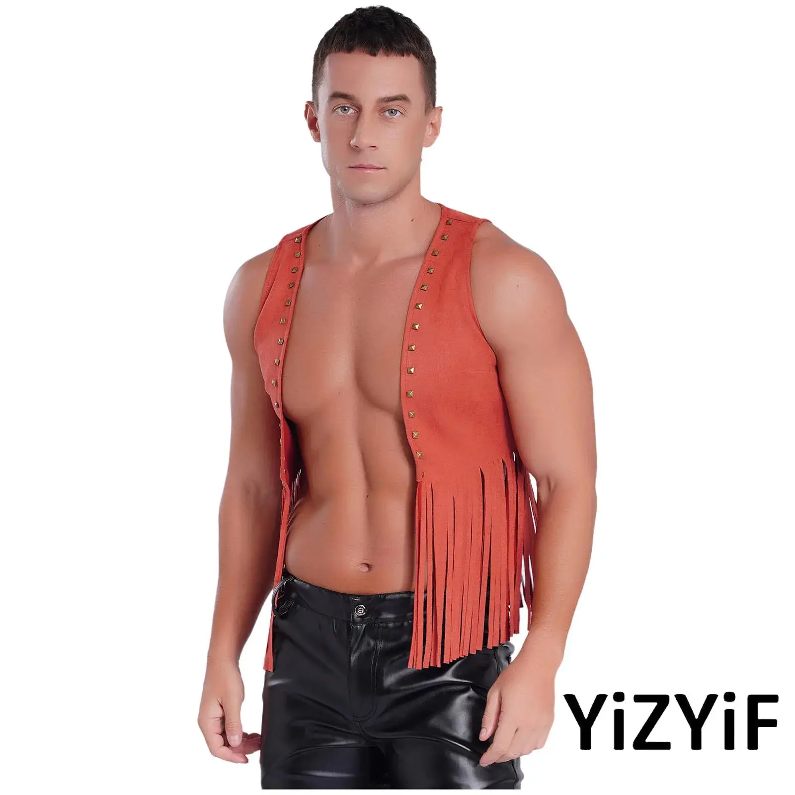 Halloween Mens Cool Western Cowboy Cosplay Crop Jackets Sleeveless Open Front Rivets Tassel Vest Taseel Faux Suede Roleplay Vest
Halloween Mens Cool Western Cowboy Cosplay Crop Jackets Sleeveless Open Front Rivets Tassel Vest Taseel Faux Suede Roleplay Vest