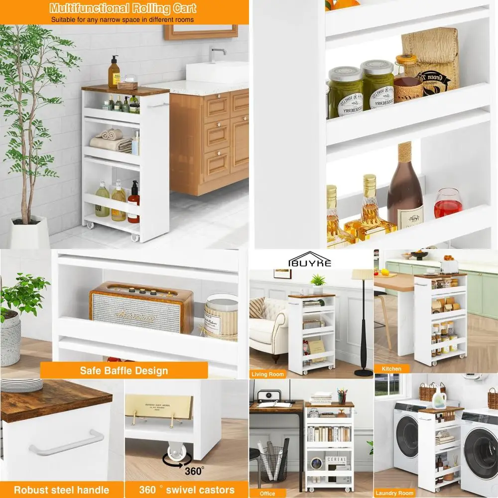 4-уровневая кухонная тележка на колесиках с ручкой, компактное хранение на колесах для небольших помещений, подходит для прачечной, кухни и ванной комнаты
4-уровневая кухонная тележка на колесиках с ручкой, компактное хранение на колесах для небольших помещений, подходит для прачечной, кухни и ванной комнаты