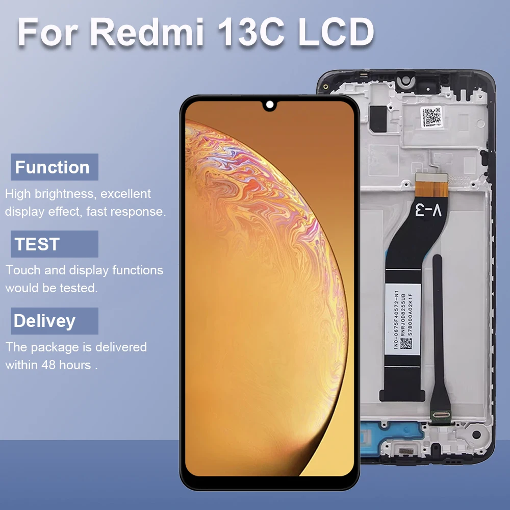 ЖК-дисплей 6,74 дюйма для Xiaomi Redmi 13C 23106RN0DA, сенсорный экран с дигитайзером и рамкой для Xiaomi Redmi 13C, экран в сборе
ЖК-дисплей 6,74 дюйма для Xiaomi Redmi 13C 23106RN0DA, сенсорный экран с дигитайзером и рамкой для Xiaomi Redmi 13C, экран в сборе