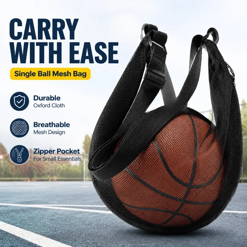 Oxford Cloth Single Ball Bag with Zipper Pocket Mesh Drawstring Storage for Basketball Volleyball Sports Equipment
Oxford Cloth Single Ball Bag with Zipper Pocket Mesh Drawstring Storage for Basketball Volleyball Sports Equipment