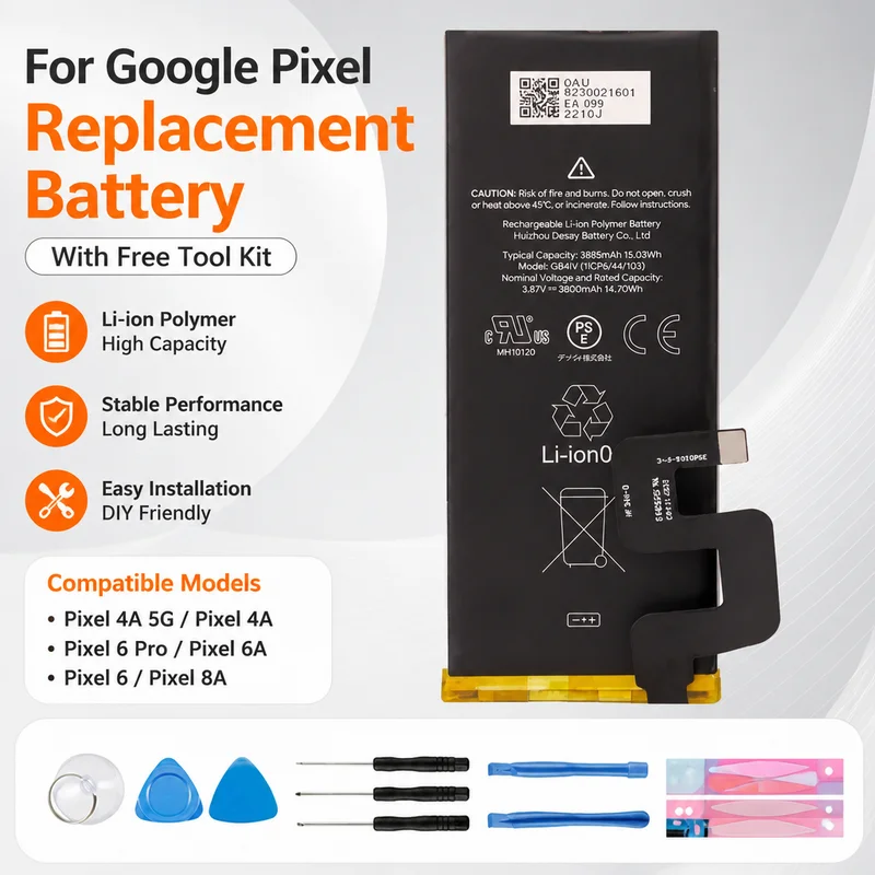 Premium Replacement Phone Battery GB4IV G025J-B G63QN GMSB3 GLU7G G07DF For Google Pixel 4A 5G 6 Pro 6A Mobile
Premium Replacement Phone Battery GB4IV G025J-B G63QN GMSB3 GLU7G G07DF For Google Pixel 4A 5G 6 Pro 6A Mobile