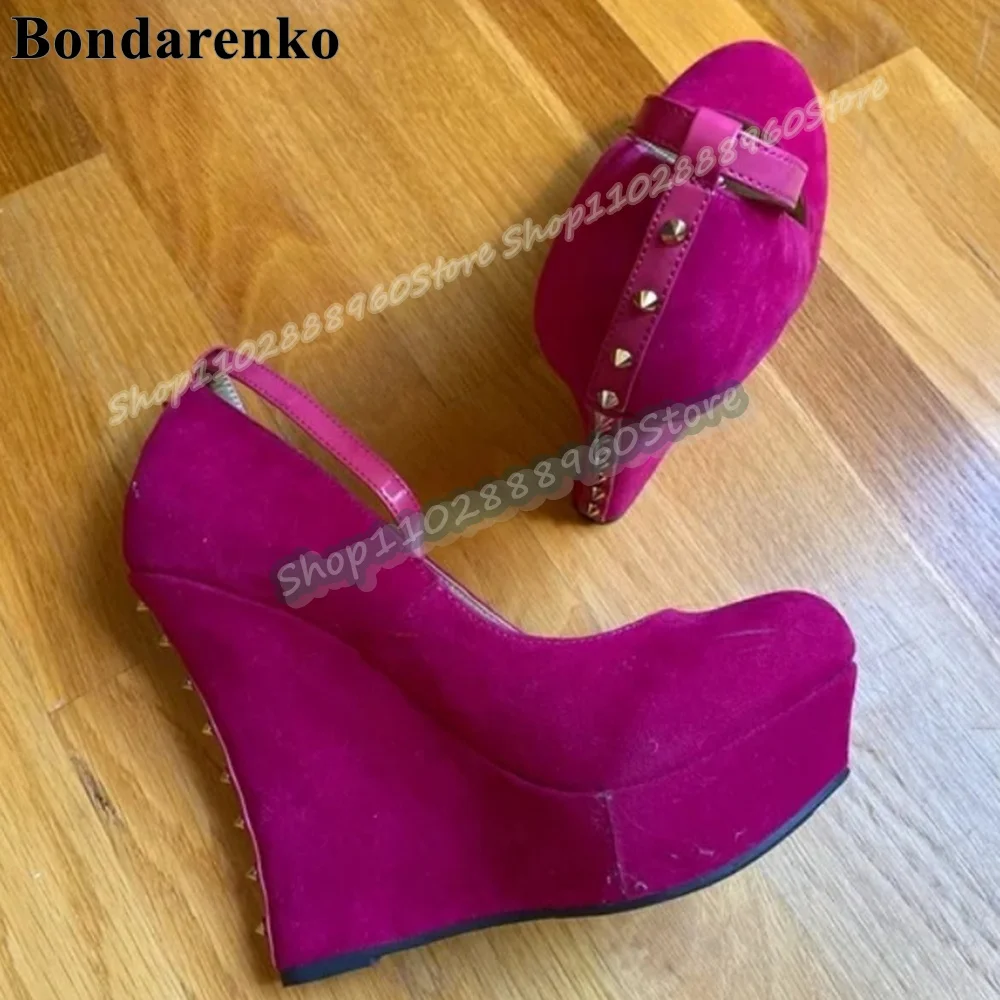 Rose Red Flock Rivets Platform Shallow Pumps Wedges High Heel Women Shoes Ankle Buckle Strap Round Toe 2026 Zapatos Para Mujer
Rose Red Flock Rivets Platform Shallow Pumps Wedges High Heel Women Shoes Ankle Buckle Strap Round Toe 2026 Zapatos Para Mujer