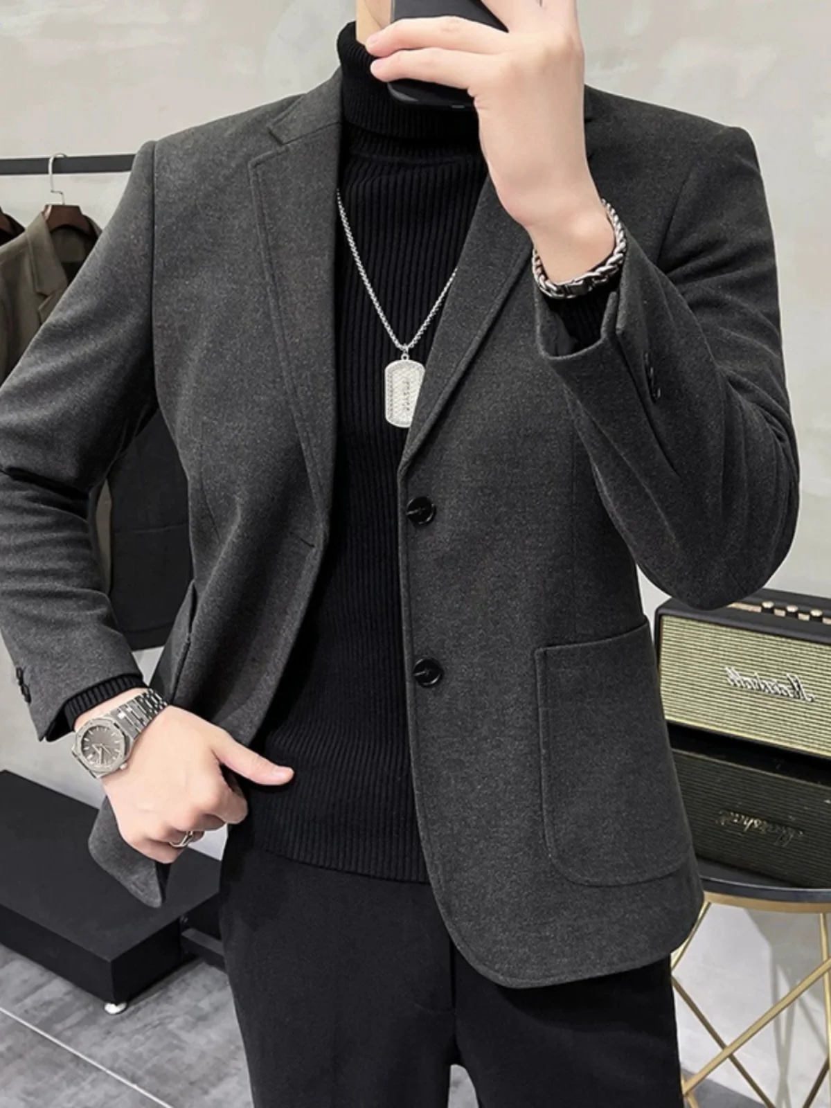 Business Casual Men's Woolen Suit Jacket Autumn Winter Fashion Slim Fit British Style Commute Standard Edition Double Breasted
Business Casual Men's Woolen Suit Jacket Autumn Winter Fashion Slim Fit British Style Commute Standard Edition Double Breasted