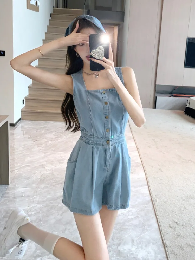 High Waist Wide Leg Denim Overall Dr Single Button Hollow out Bal Sexy Girl Casual Straight Leg Jeans ort Pants
High Waist Wide Leg Denim Overall Dr Single Button Hollow out Bal Sexy Girl Casual Straight Leg Jeans ort Pants