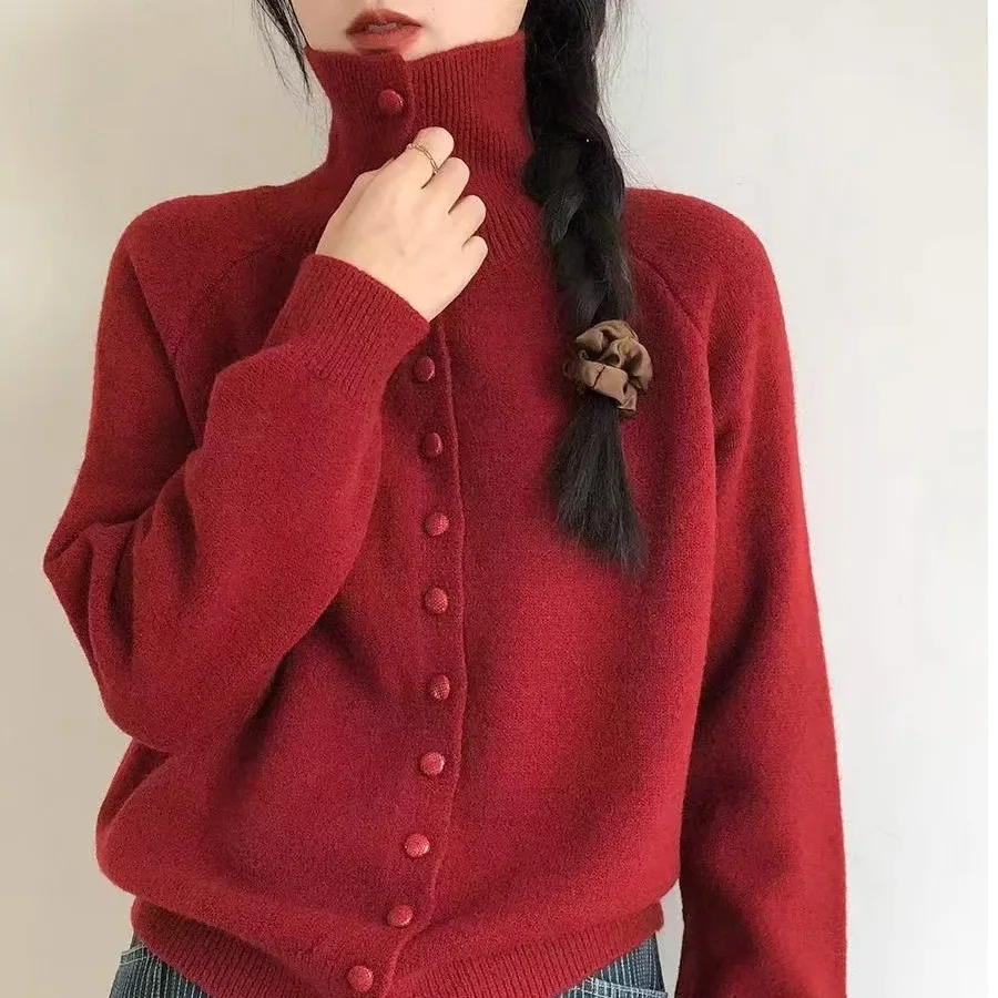 Soft waxy turtleneck single-breasted knitted sweater cardigan women's 2025 autumn and winter new design versatile sweater top
Soft waxy turtleneck single-breasted knitted sweater cardigan women's 2025 autumn and winter new design versatile sweater top