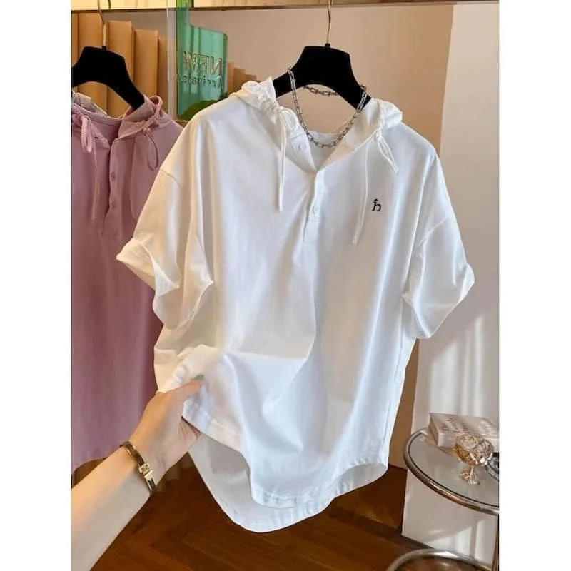 Loose T-shirts for Women Aesthetic Hooded Sunscreen Tops Oversized Casual Korean Style Smock Short Sleeve Summer Women Clothes
Loose T-shirts for Women Aesthetic Hooded Sunscreen Tops Oversized Casual Korean Style Smock Short Sleeve Summer Women Clothes