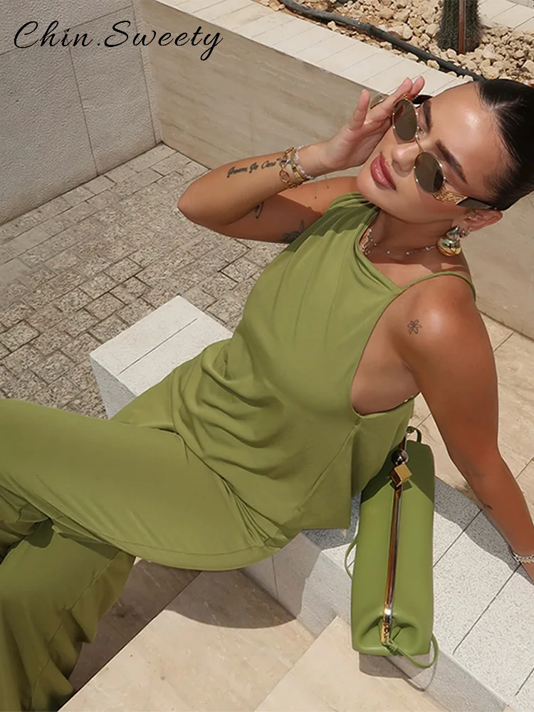 Fashion Asymmetric Trouser Set Women Loose Sleeveless Backless Sling Top High Waist Wide Leg Pant 2025 Summer Lady Party Outfits
Fashion Asymmetric Trouser Set Women Loose Sleeveless Backless Sling Top High Waist Wide Leg Pant 2025 Summer Lady Party Outfits