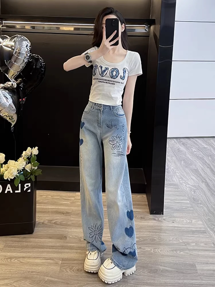 High Waist Loose Straight Leg Jeans Women's fiti Summer Trendy Brand Street Sle Anti-Aging Faionable Wide Leg Denim
High Waist Loose Straight Leg Jeans Women's fiti Summer Trendy Brand Street Sle Anti-Aging Faionable Wide Leg Denim