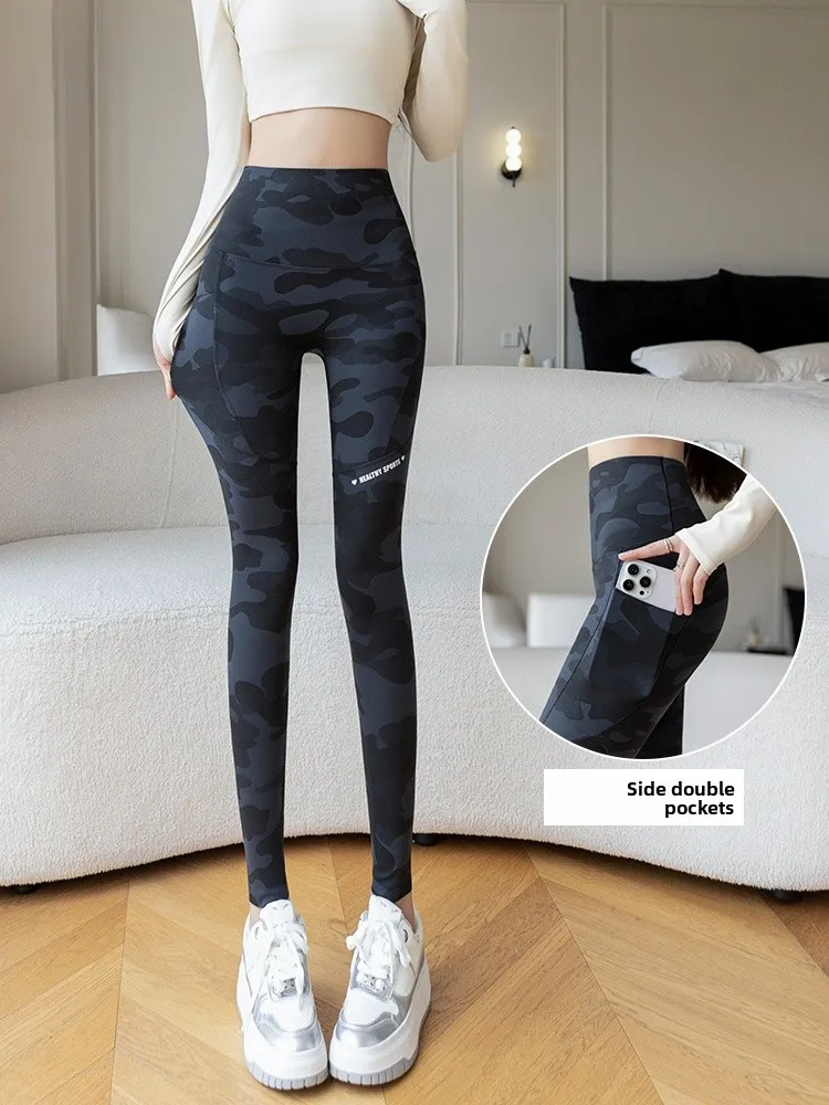 High Waist Yoga Pants Women's Autumn Outwear ark Skin Design Tummy Control Butt Lifting Camo Print with Double Sided kets
High Waist Yoga Pants Women's Autumn Outwear ark Skin Design Tummy Control Butt Lifting Camo Print with Double Sided kets