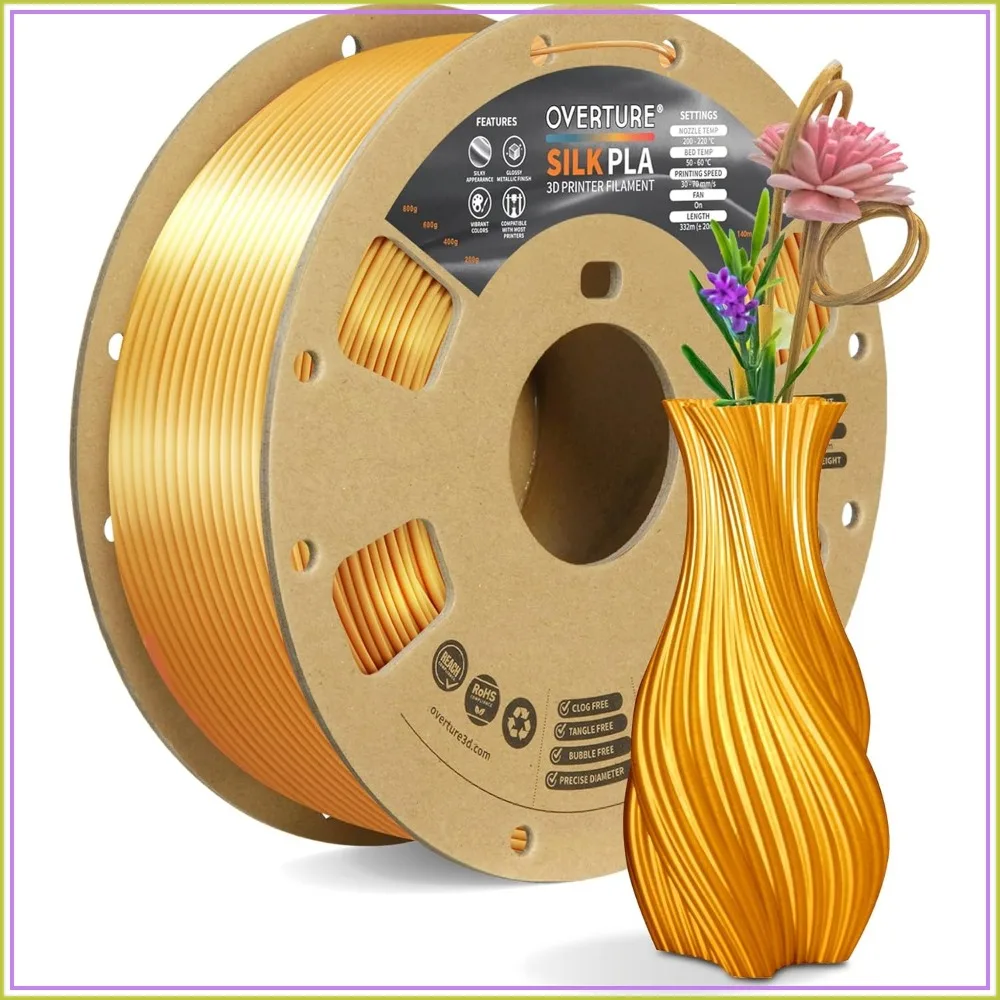Silk PLA Filament 1.75mm, Metallic Shine, 1kg Spool, Ideal for Cosplay & Decor (Silk Light Gold)
Silk PLA Filament 1.75mm, Metallic Shine, 1kg Spool, Ideal for Cosplay & Decor (Silk Light Gold)