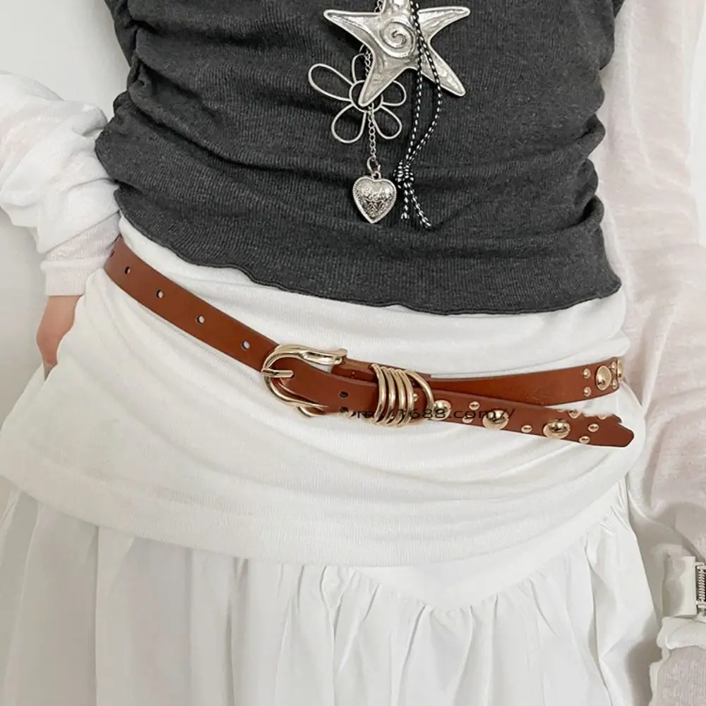 New Design Rivet Waist Belt American Style Gothic Y2k Thin Belt Pu Leather Metal Buckle Women's Jeans Belt Spicy Girls
New Design Rivet Waist Belt American Style Gothic Y2k Thin Belt Pu Leather Metal Buckle Women's Jeans Belt Spicy Girls