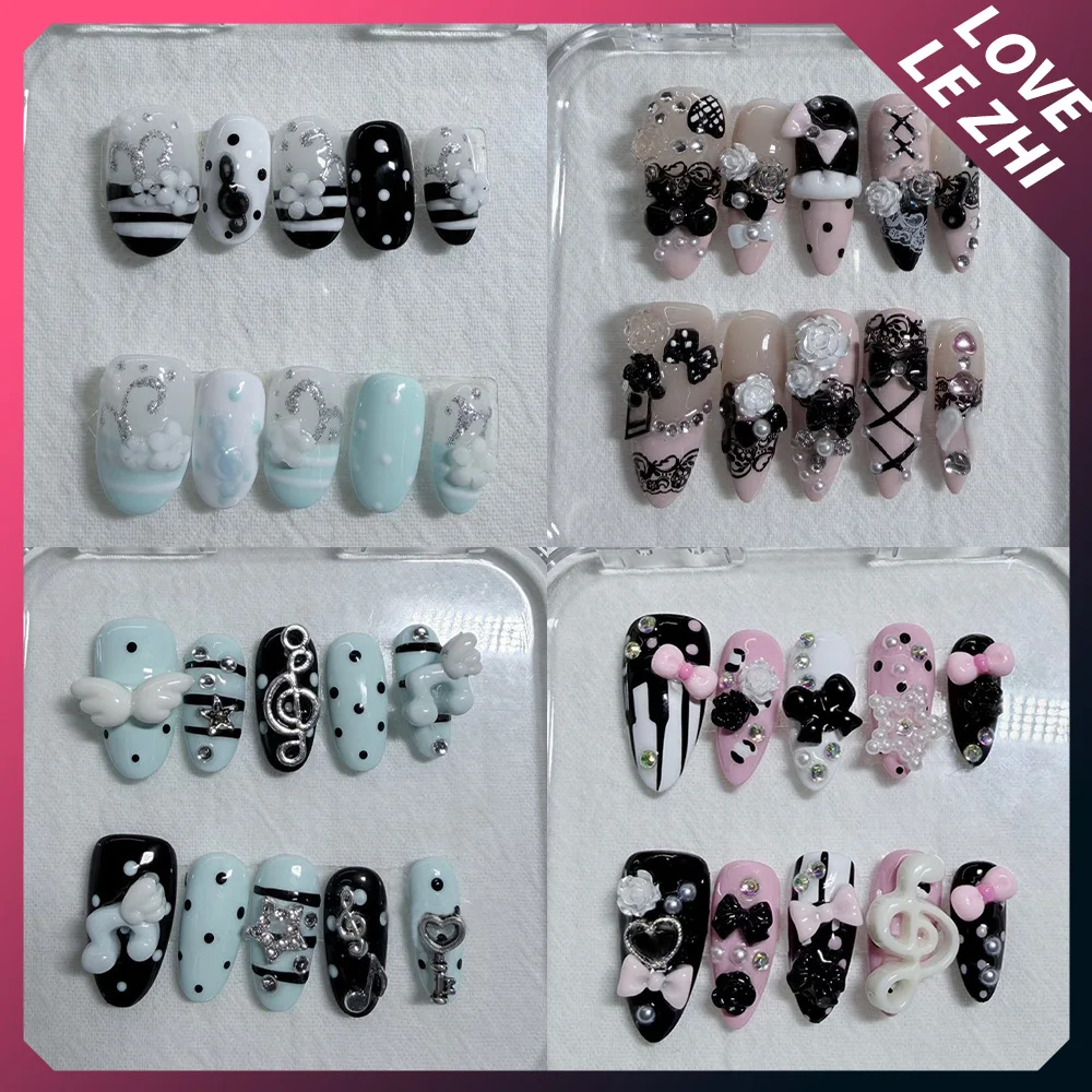 Sweet Cool Y2K Black Polka Dots Almond Ellipse Fake Nail Handmade Wings Bowknot Diamond Lace Nail Patch Hand Accessories Gift
Sweet Cool Y2K Black Polka Dots Almond Ellipse Fake Nail Handmade Wings Bowknot Diamond Lace Nail Patch Hand Accessories Gift