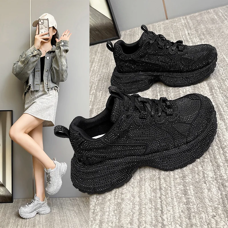 Fashionable Casual Diamond Encrusted Women's Sport Shoes Breathable High Top Parent-Child Matching Flat Thick Bottom Rubber
Fashionable Casual Diamond Encrusted Women's Sport Shoes Breathable High Top Parent-Child Matching Flat Thick Bottom Rubber