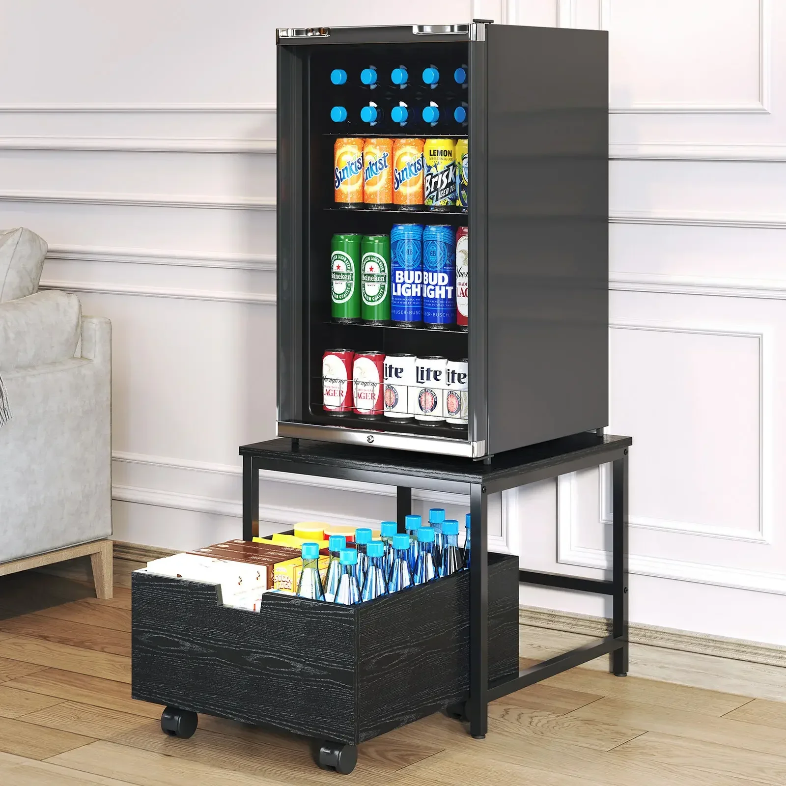 Beverage Cooler Refrigerator Stand with Storage Drawer Mini Fridge Stand Table
Beverage Cooler Refrigerator Stand with Storage Drawer Mini Fridge Stand Table