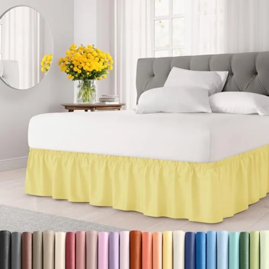 Wrap Around Dust Ruffle Bed Skirt in Yellow for Full Size Beds with 15 Inch Drop Easy Fit Elastic Strap Adjustable Pleated Desi
Wrap Around Dust Ruffle Bed Skirt in Yellow for Full Size Beds with 15 Inch Drop Easy Fit Elastic Strap Adjustable Pleated Desi