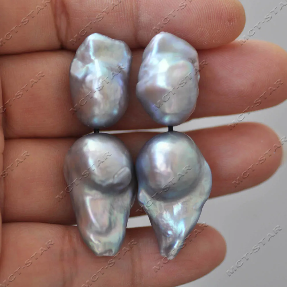 Z14554 2" 27mm Double Gray Baroque Keshi Pearl Dangle Earring
Z14554 2" 27mm Double Gray Baroque Keshi Pearl Dangle Earring