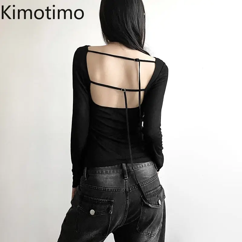 Kimotimo Retro Spicy Girls Black Backless Long Sleeved T-shirt 2025 Summer Temperament Slim Fit Versatile Top Casual Streetwear
Kimotimo Retro Spicy Girls Black Backless Long Sleeved T-shirt 2025 Summer Temperament Slim Fit Versatile Top Casual Streetwear