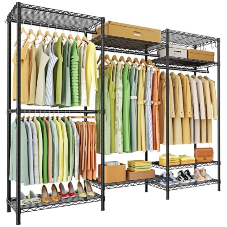 Heavy Duty Clothes Rack With 4 Hanger Rods and 8 Shelves Freestanding Clothing Racks for Hanging Clothes Adjustable Closet Orga
Heavy Duty Clothes Rack With 4 Hanger Rods and 8 Shelves Freestanding Clothing Racks for Hanging Clothes Adjustable Closet Orga
