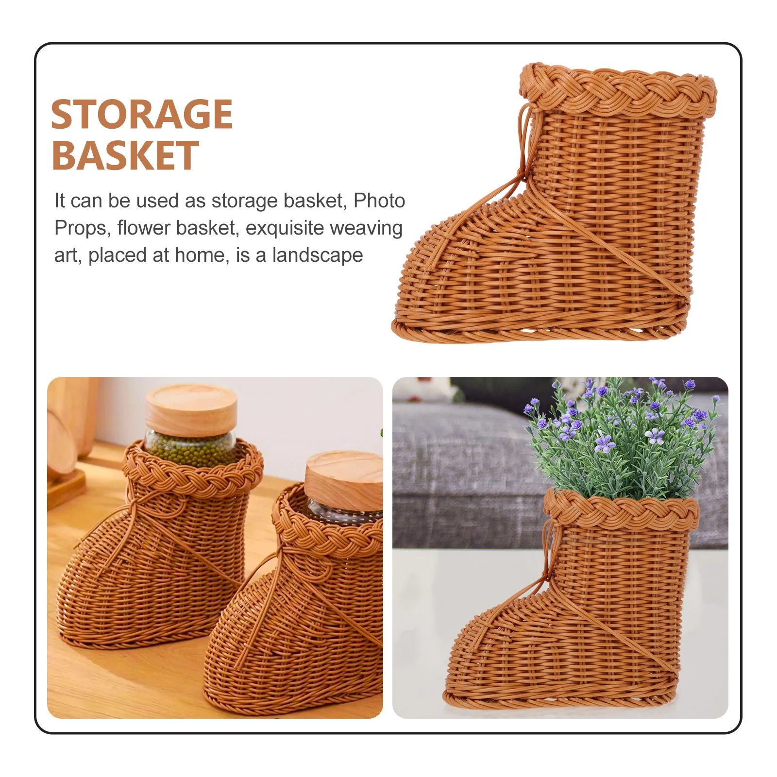 Imitation Rattan Basket Tea Color Shoe Shaped Storage Baskets H made Woven Decorative Flower Vase Home Arrangement Rustic
Imitation Rattan Basket Tea Color Shoe Shaped Storage Baskets H made Woven Decorative Flower Vase Home Arrangement Rustic