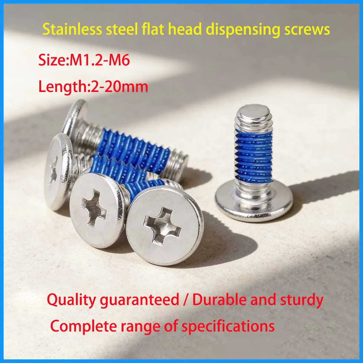 304 Stainless Steel Thin Flat Head Cross CM, Anti-loosening Thread Glue Coated with Blue Glue, Screw M1.2-M8
304 Stainless Steel Thin Flat Head Cross CM, Anti-loosening Thread Glue Coated with Blue Glue, Screw M1.2-M8
