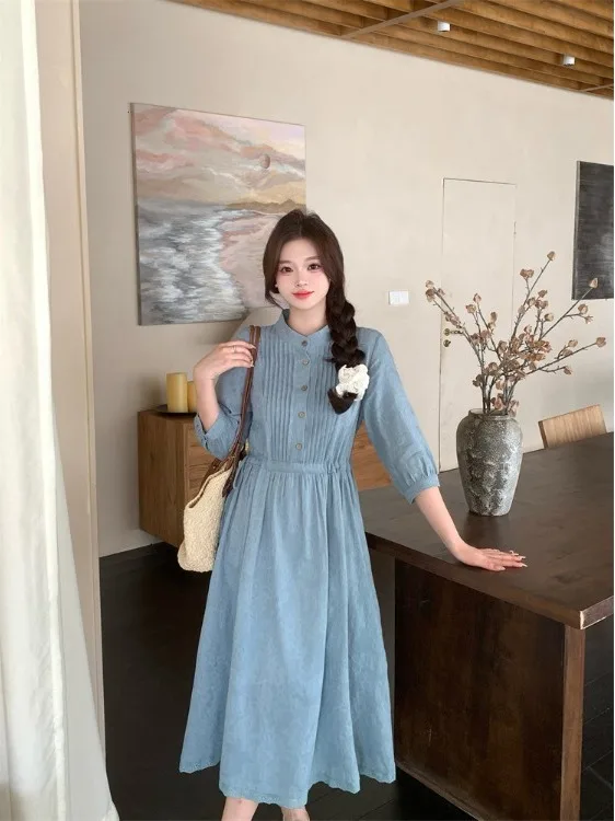 plus Size Fashion Pleated Midi Dress Korean Style High Waist Belted Slimming Design Summer New Arrival Over-Knee Long Dress
plus Size Fashion Pleated Midi Dress Korean Style High Waist Belted Slimming Design Summer New Arrival Over-Knee Long Dress
