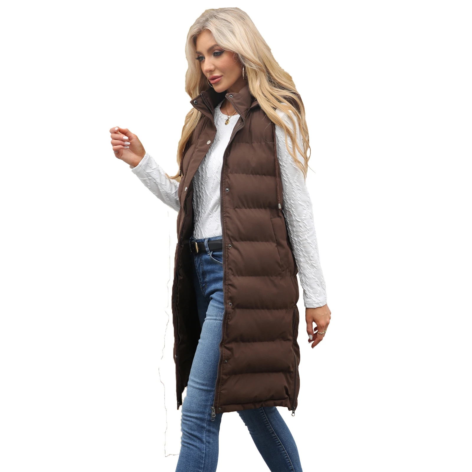 Thiened Long Svel Vest for Women with Hood Zipper Cotton Filled Warm Outerwear Pure Color Commute Sle Polyester Fabric
Thiened Long Svel Vest for Women with Hood Zipper Cotton Filled Warm Outerwear Pure Color Commute Sle Polyester Fabric