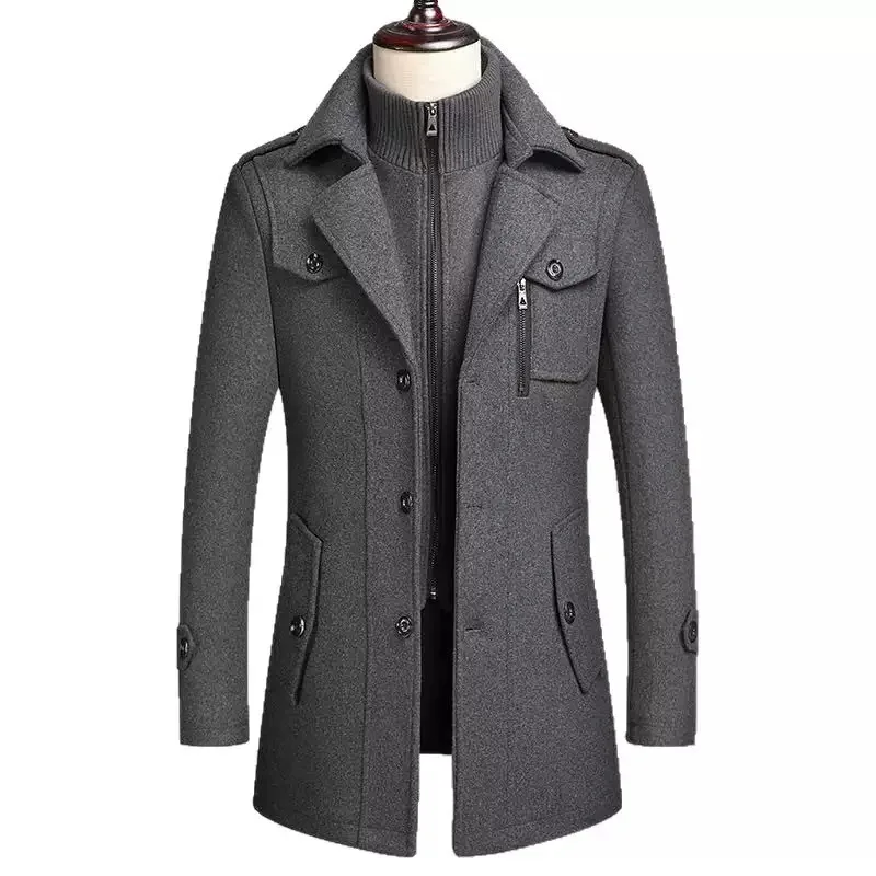 Large Size Autumn Winter Men's Business Woolen Coat Fashionable Double Collar Standard Style Men's Outerwear Vertical Zipper
Large Size Autumn Winter Men's Business Woolen Coat Fashionable Double Collar Standard Style Men's Outerwear Vertical Zipper
